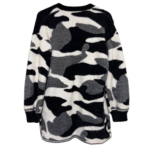 Philosophy Women’s Black White Gray Cardigan Long Open Front Soft Cozy Size S - Picture 7 of 13